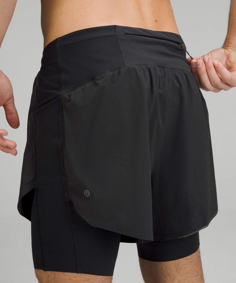 Short Lululemon SenseKnit Composite Correr Hombre Negras Chile | 694BJPALD