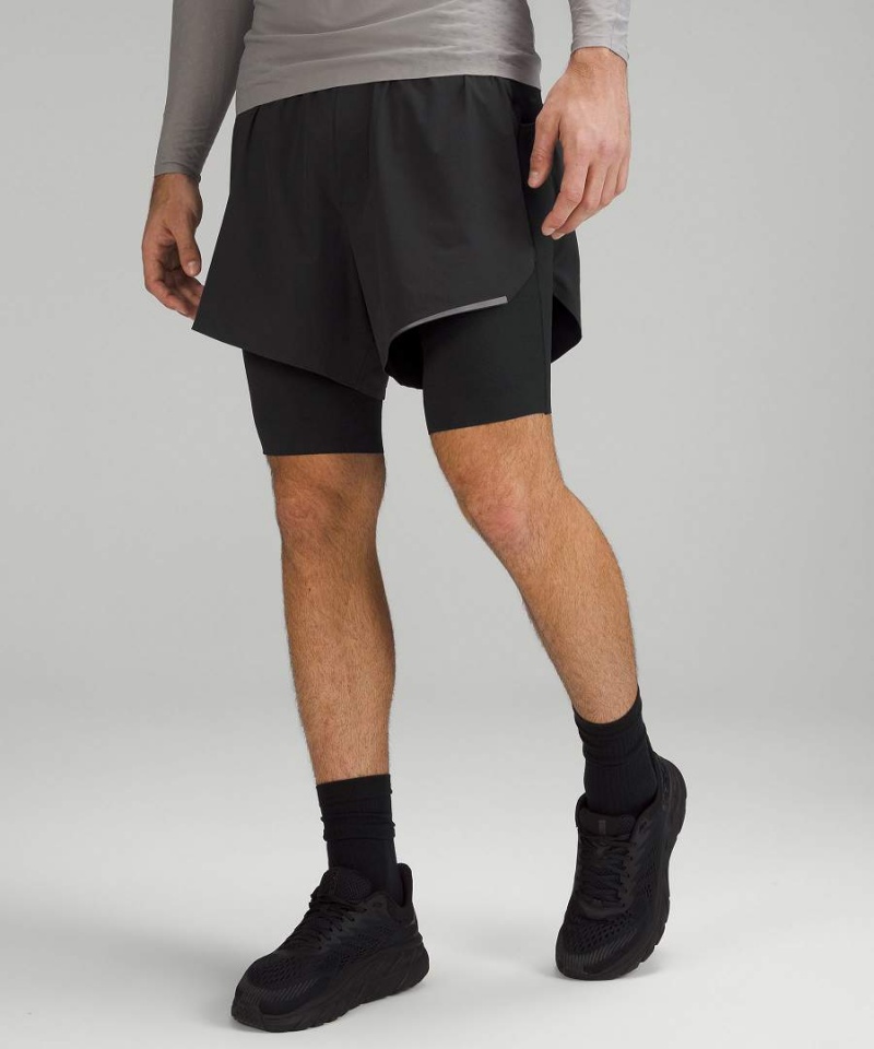 Short Lululemon SenseKnit Composite Correr Hombre Negras Chile | 694BJPALD