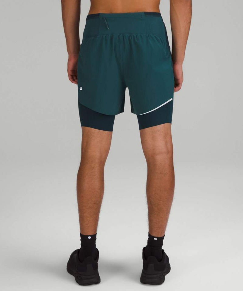 Short Lululemon SenseKnit Composite Correr Hombre Verde Chile | 601FAWPLY