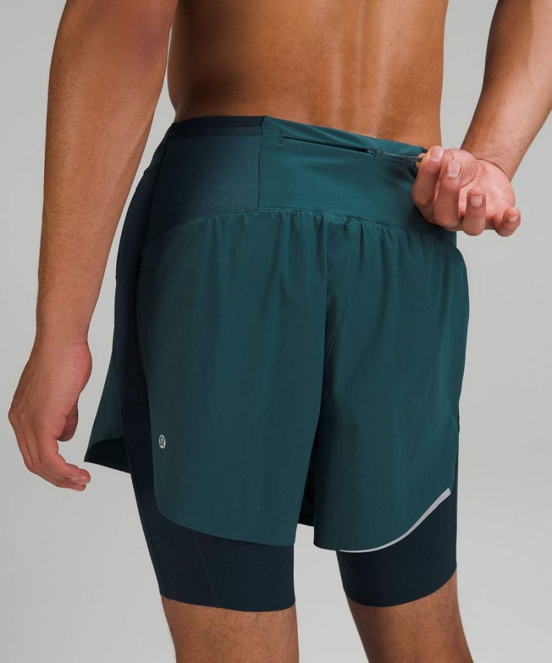 Short Lululemon SenseKnit Composite Correr Hombre Verde Chile | 601FAWPLY