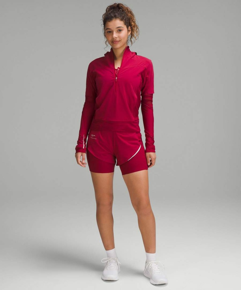 Short Lululemon SenseKnit Composite High-Rise Correr Mujer Burdeos Chile | 586XFSGRP