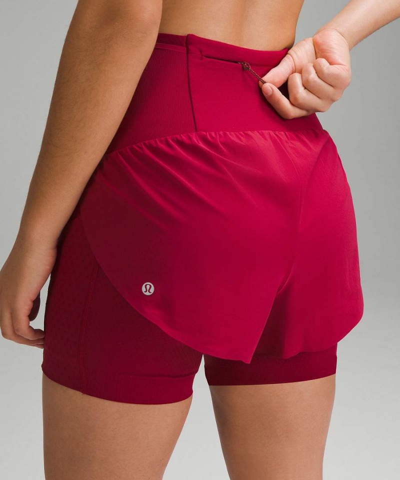 Short Lululemon SenseKnit Composite High-Rise Correr Mujer Burdeos Chile | 586XFSGRP