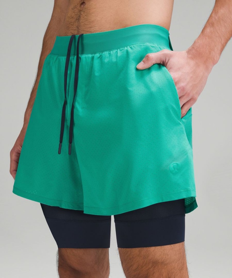 Short Lululemon Vented Tenis Hombre Verde Chile | 654FRZWHN