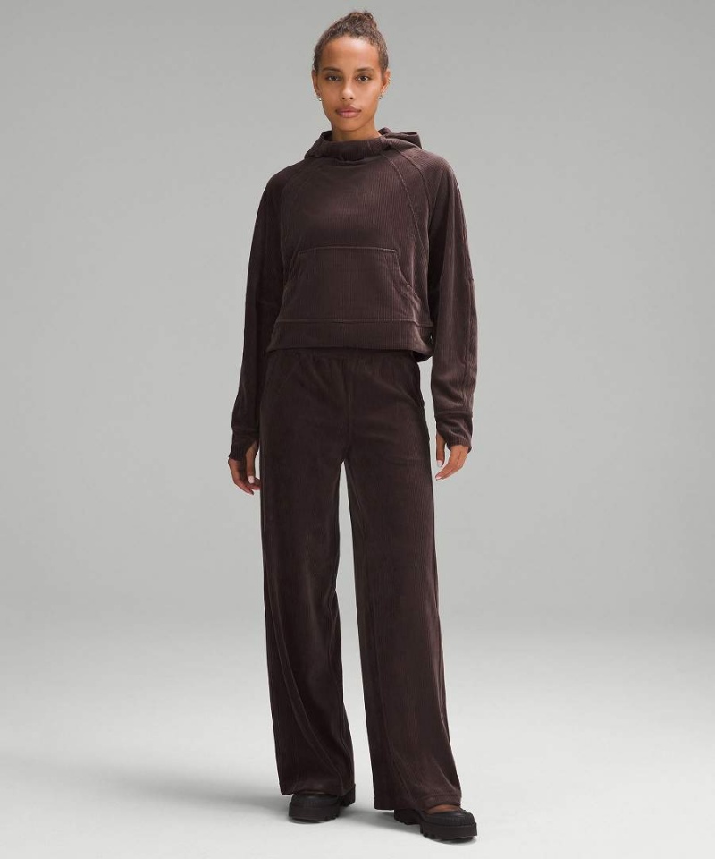 Sudadera con Capucha Lululemon Scuba Oversized Velvet Cord Mujer Chocolate Chile | 431FZCHKA