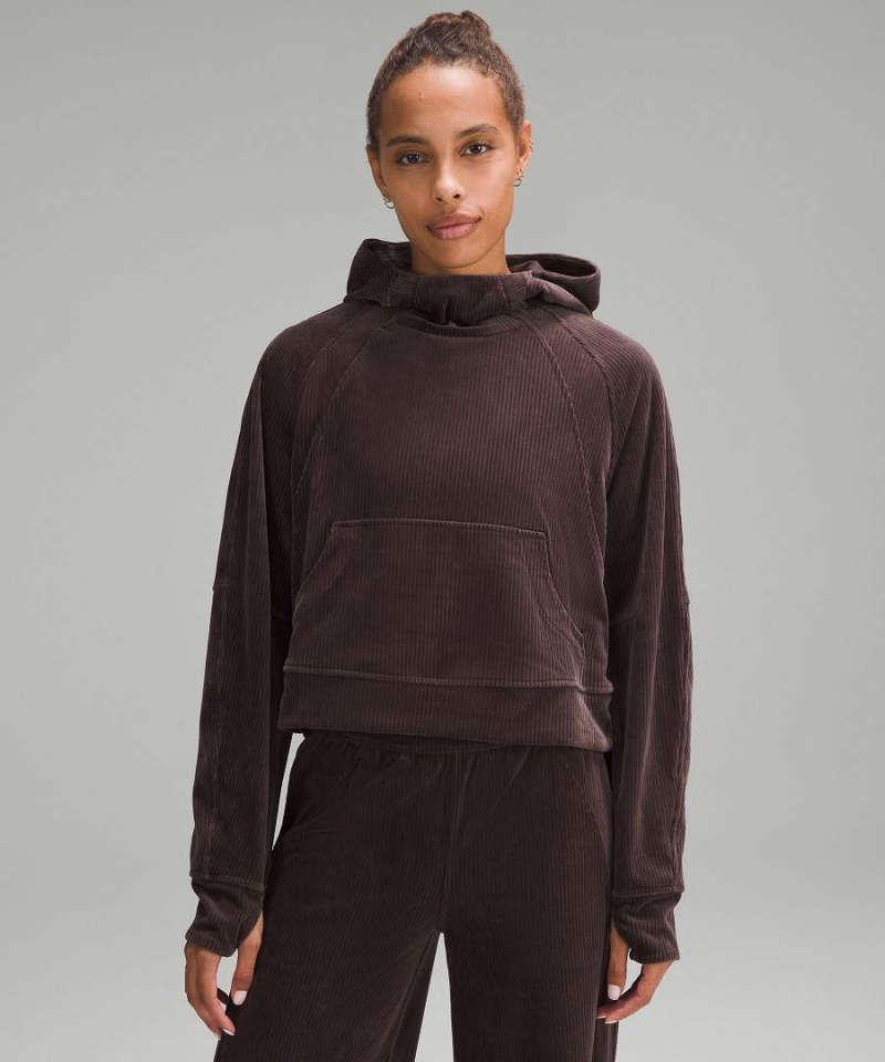Sudadera con Capucha Lululemon Scuba Oversized Velvet Cord Mujer Chocolate Chile | 431FZCHKA