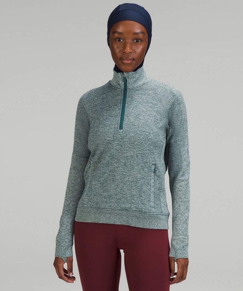 Sudaderas Lululemon Engineered Warmth Half-Zip Mujer Verde Blancas Chile | 720TRCWZG
