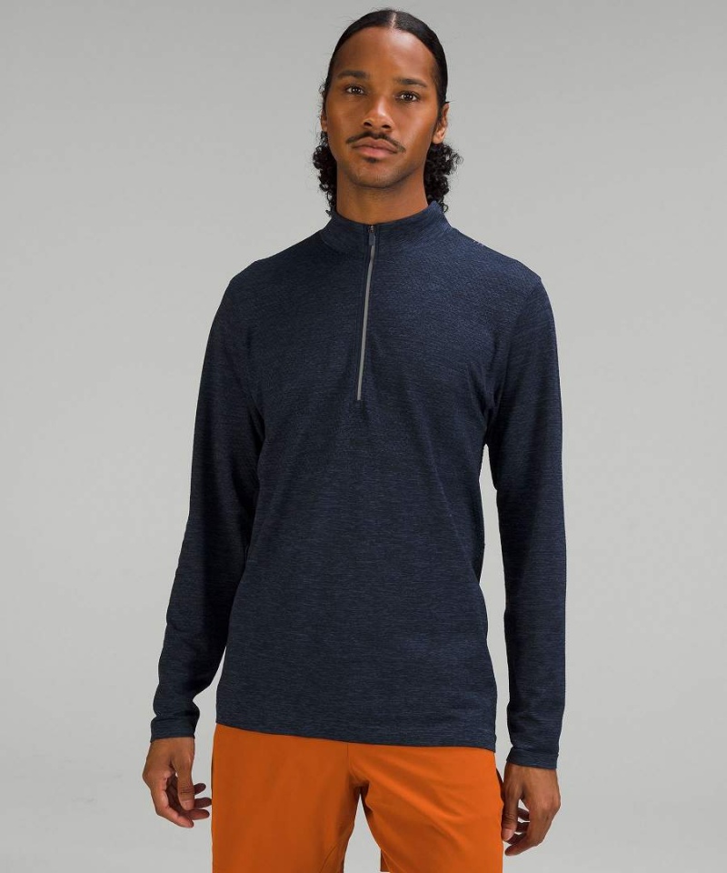 Sudaderas Lululemon Metal Vent Tech Midweight Half Zip Hombre Azules Azul Marino Chile | 734AXGYHR