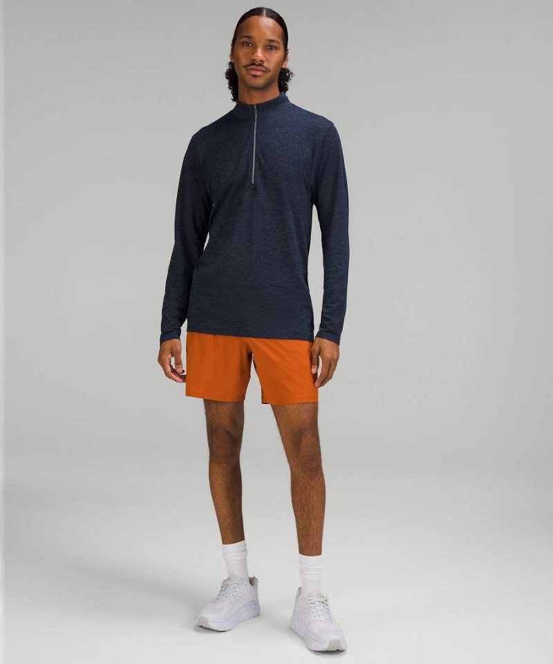 Sudaderas Lululemon Metal Vent Tech Midweight Half Zip Hombre Azules Azul Marino Chile | 734AXGYHR