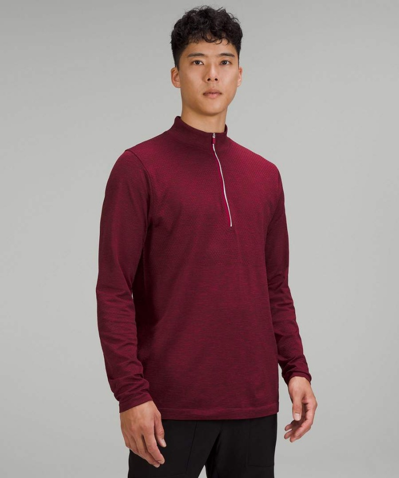 Sudaderas Lululemon Metal Vent Tech Midweight Half Zip Hombre Burdeos Rojas Burdeos Chile | 953LAFRST