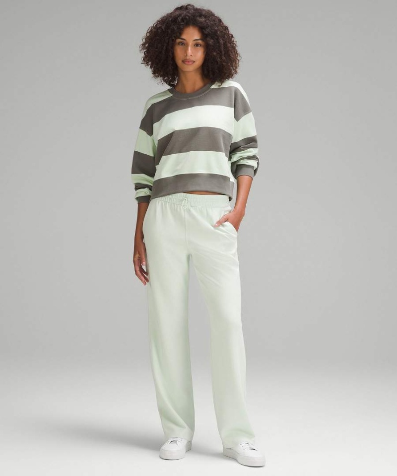 Sudaderas Lululemon Perfectly Oversized Cropped Crew Mujer Rayadas Gris Verde Oliva Verde Chile | 398UVITKM