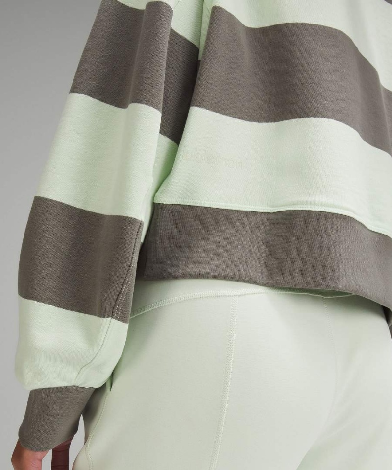 Sudaderas Lululemon Perfectly Oversized Cropped Crew Mujer Rayadas Gris Verde Oliva Verde Chile | 398UVITKM