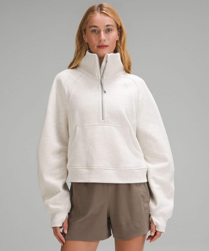 Sudaderas Lululemon Scuba Oversized Funnel-Neck Half Zip Mujer Beige Chile | 851FXAOMN