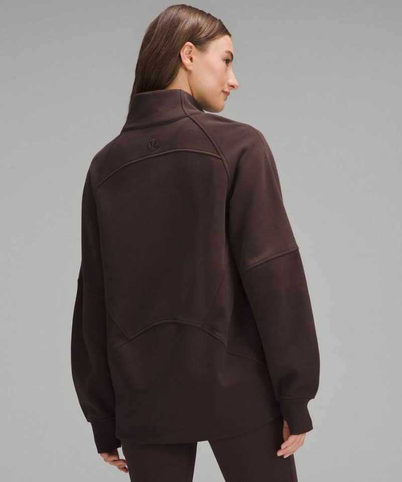 Sudaderas Lululemon Scuba Oversized Funnel-Neck Full Zip Long Mujer Chocolate Chile | 524BJUZEF