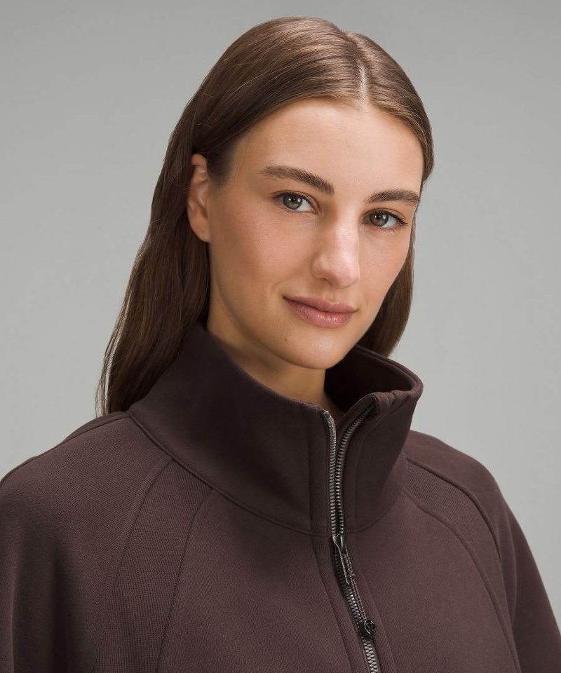 Sudaderas Lululemon Scuba Oversized Funnel-Neck Full Zip Long Mujer Chocolate Chile | 524BJUZEF