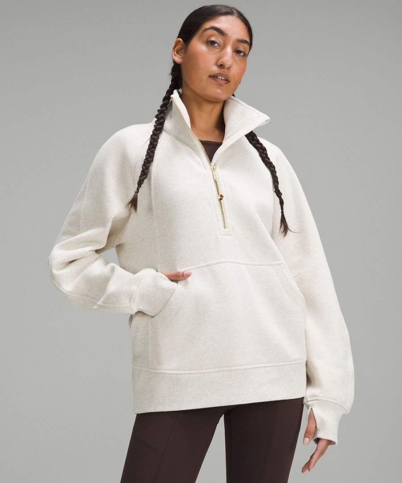 Sudaderas Lululemon Scuba Oversized Funnel-Neck Half Zip Long Mujer Beige Doradas Chile | 978LRNMUF