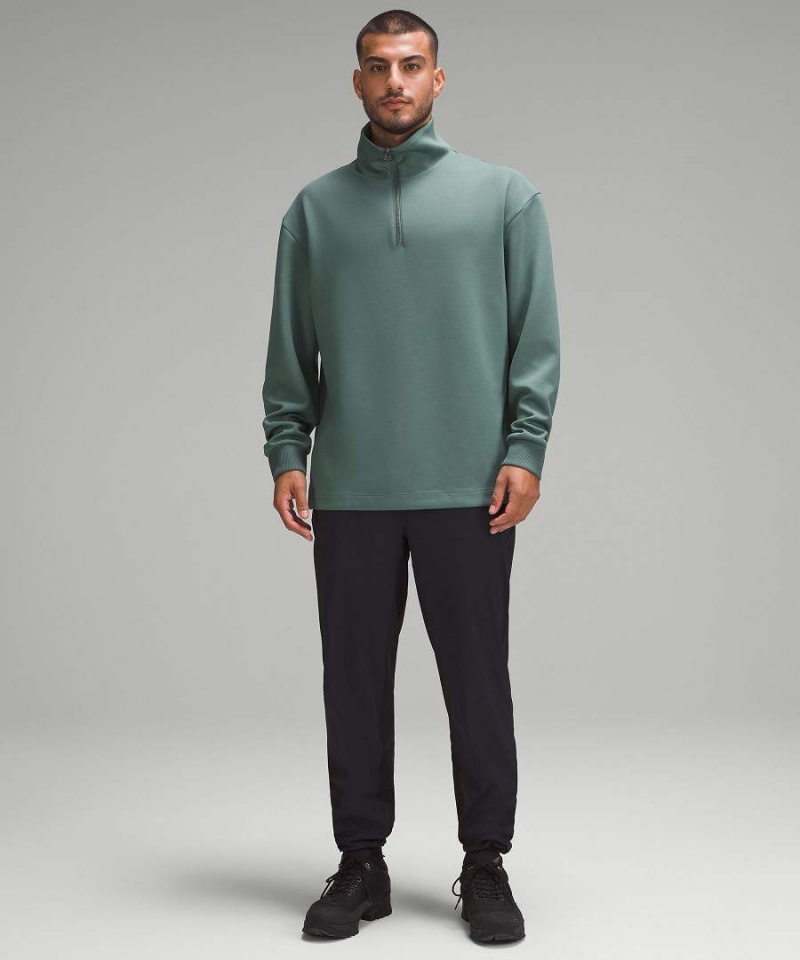 Sudaderas Lululemon Softstreme Oversized Half Zip Hombre Verde Oscuro Chile | 615YXIWHK