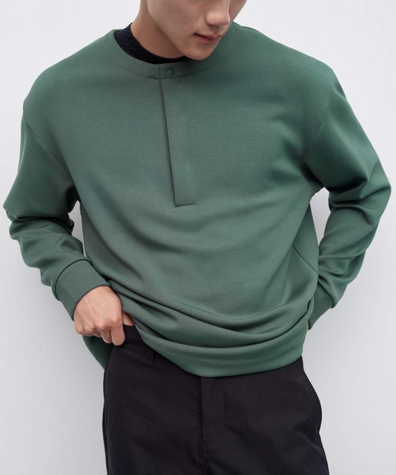 Sudaderas Lululemon Softstreme Oversized-Fit Long-Sleeve Henley Hombre Verde Oscuro Chile | 679YTDNHE