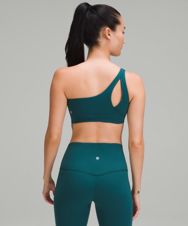 Sujetador Deportivo Lululemon Acanalado Nulu Asymmetrical Yoga Bra Light Support, A/B Cup Mujer Turquesa Chile | 705UCXLKB