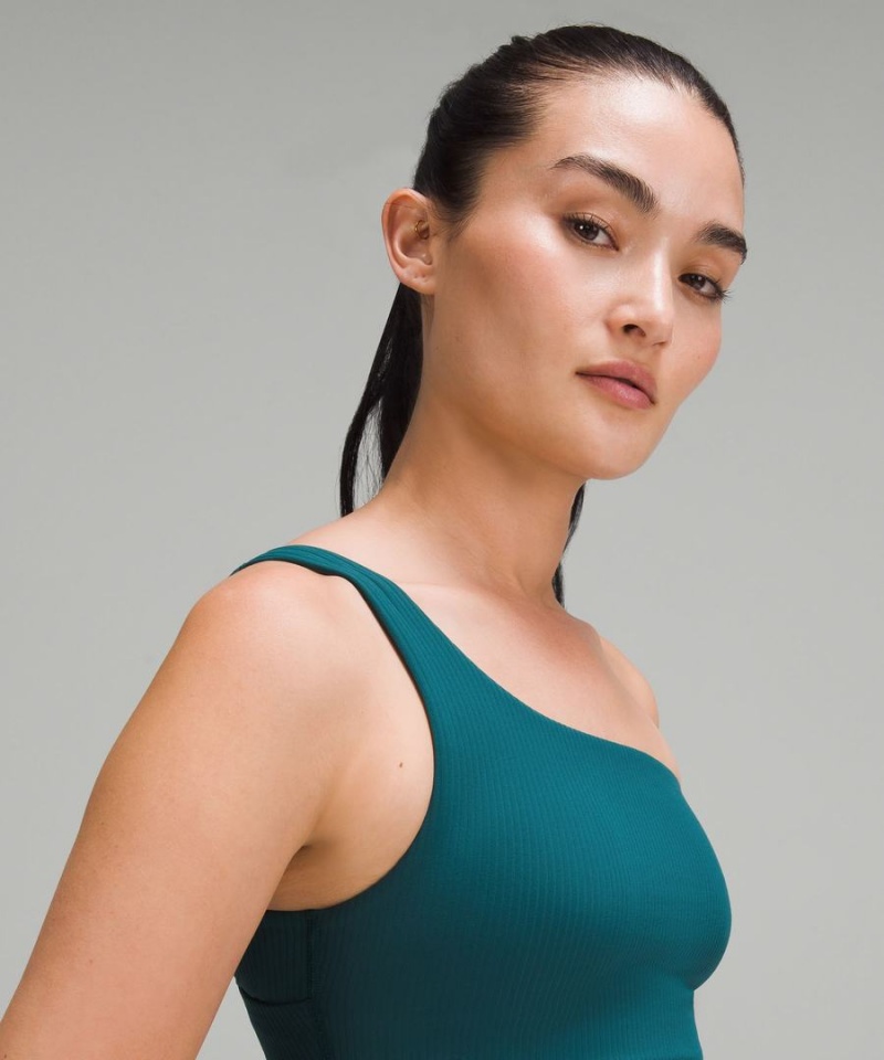 Sujetador Deportivo Lululemon Acanalado Nulu Asymmetrical Yoga Bra Light Support, A/B Cup Mujer Turquesa Chile | 705UCXLKB