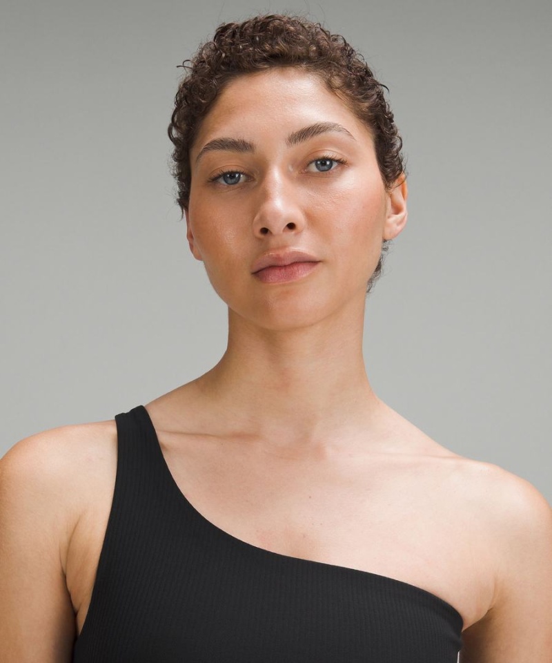 Sujetador Deportivo Lululemon Acanalado Nulu Asymmetrical Yoga Bra Light Support, A/B Cup Mujer Negras Chile | 827AUDKQH