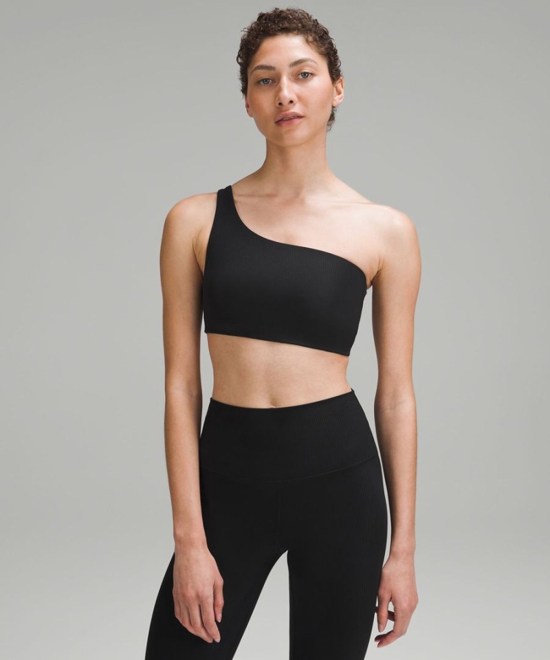 Sujetador Deportivo Lululemon Acanalado Nulu Asymmetrical Yoga Bra Light Support, A/B Cup Mujer Negras Chile | 827AUDKQH