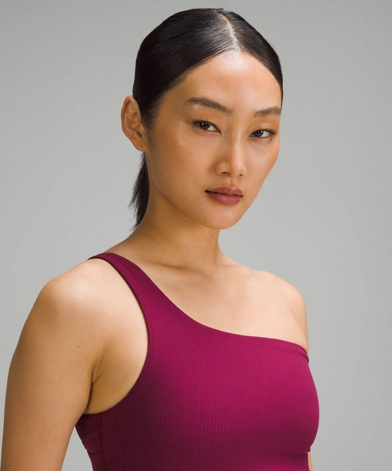 Sujetador Deportivo Lululemon Acanalado Nulu Asymmetrical Yoga Bra Light Support, A/B Cup Mujer Burdeos Chile | 061JZVXDF