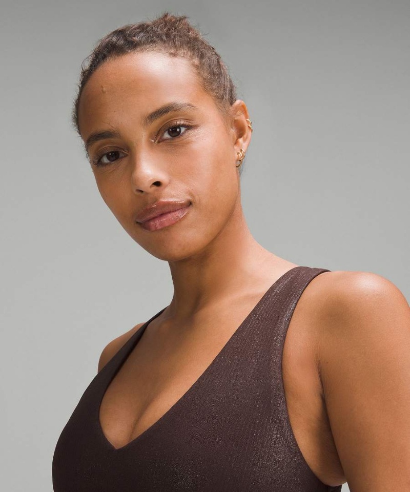 Sujetador Deportivo Lululemon Align™ Acanalado V-Neck Bra Light Support, A/B Cup Shine Mujer Chocolate Chile | 103KFDJPL