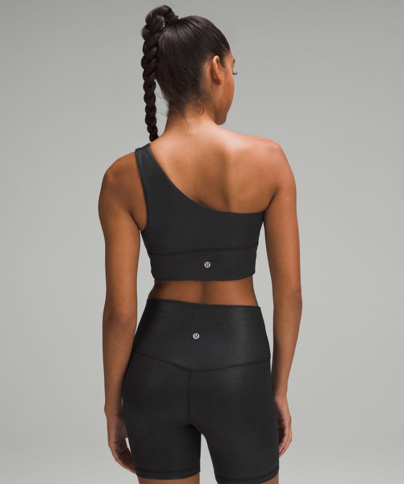 Sujetador Deportivo Lululemon Align™ Asymmetrical Acanalado Bra Light Support A/B Cup Shine Mujer Negras Chile | 792WVILYJ