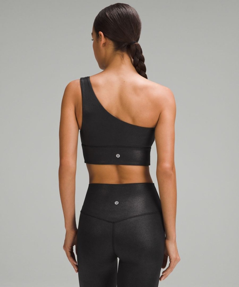 Sujetador Deportivo Lululemon Align™ Asymmetrical Acanalado Bra Light Support C/D Cup Shine Mujer Negras Chile | 046QTNYWB