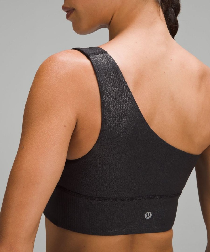 Sujetador Deportivo Lululemon Align™ Asymmetrical Acanalado Bra Light Support C/D Cup Shine Mujer Negras Chile | 046QTNYWB
