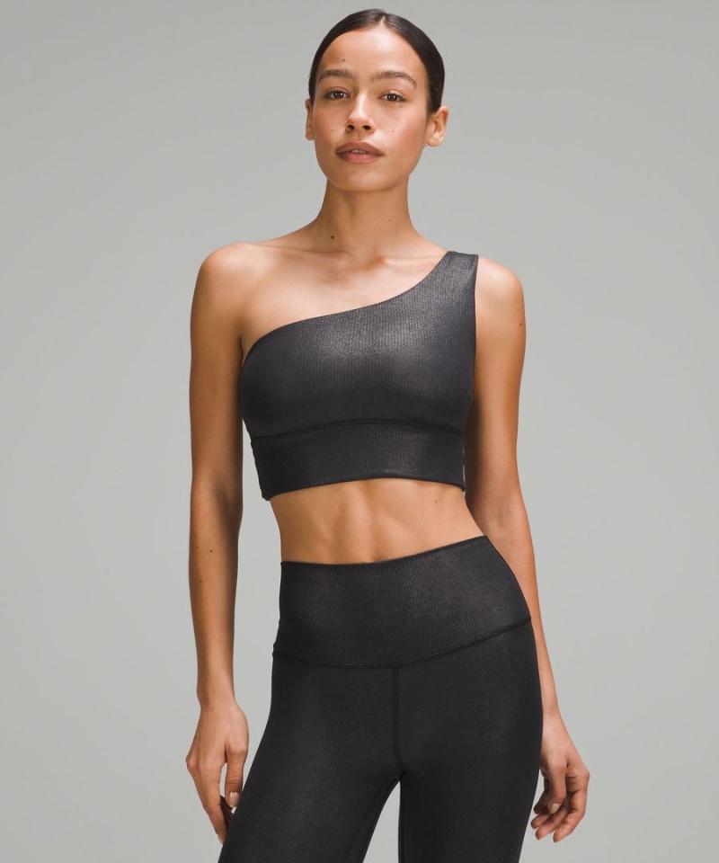 Sujetador Deportivo Lululemon Align™ Asymmetrical Acanalado Bra Light Support C/D Cup Shine Mujer Negras Chile | 046QTNYWB