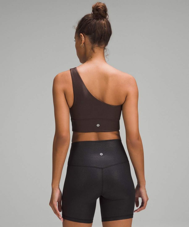Sujetador Deportivo Lululemon Align™ Asymmetrical Acanalado Bra Light Support A/B Cup Shine Mujer Chocolate Chile | 710DQSOAM