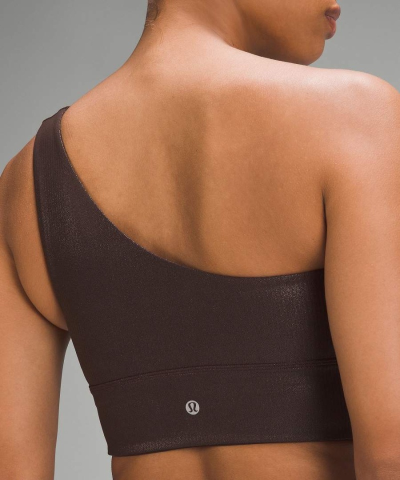 Sujetador Deportivo Lululemon Align™ Asymmetrical Acanalado Bra Light Support A/B Cup Shine Mujer Chocolate Chile | 710DQSOAM