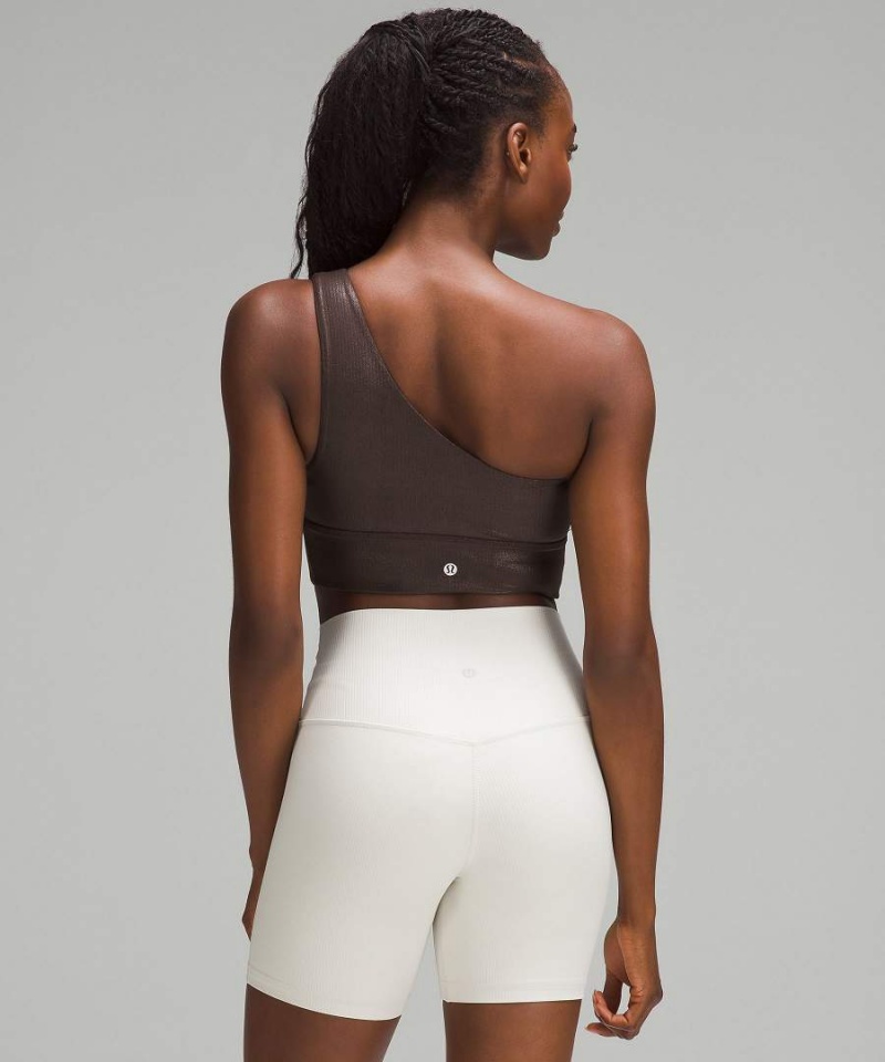 Sujetador Deportivo Lululemon Align™ Asymmetrical Acanalado Bra Light Support C/D Cup Shine Mujer Chocolate Chile | 508XOQVNH