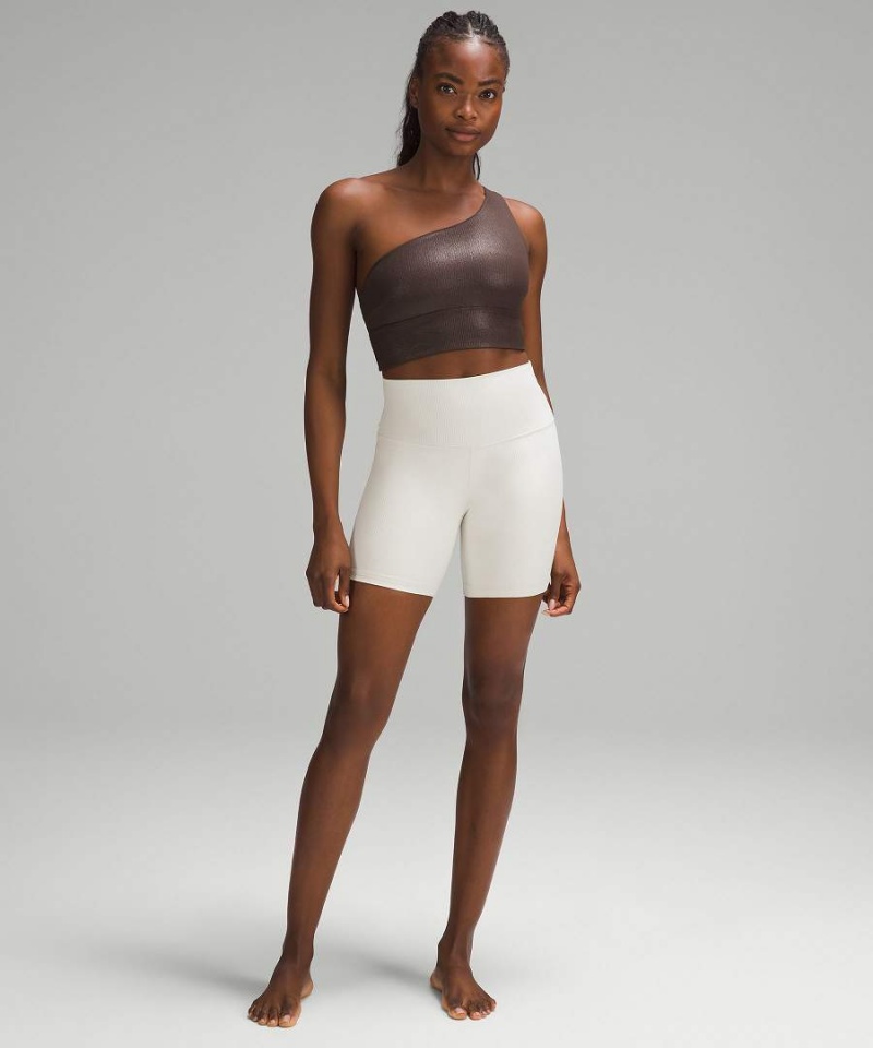Sujetador Deportivo Lululemon Align™ Asymmetrical Acanalado Bra Light Support C/D Cup Shine Mujer Chocolate Chile | 508XOQVNH