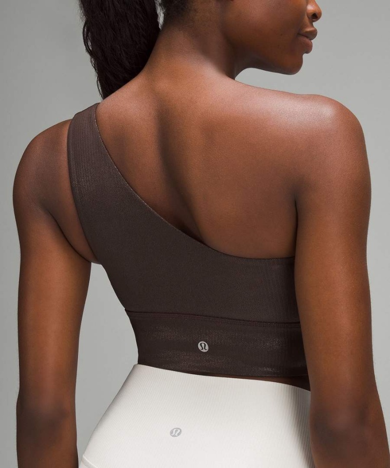 Sujetador Deportivo Lululemon Align™ Asymmetrical Acanalado Bra Light Support C/D Cup Shine Mujer Chocolate Chile | 508XOQVNH