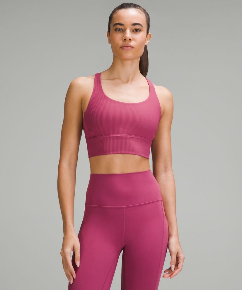 Sujetador Deportivo Lululemon Energy Acanalado Longline Bra Medium Support, B–D Cups Mujer Moradas Chile | 032AZXLNM