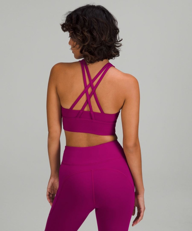 Sujetador Deportivo Lululemon Energy Acanalado Longline Bra Medium Support, B–D Cups Mujer Moradas Chile | 367GVAXEB