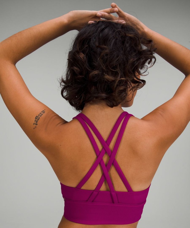 Sujetador Deportivo Lululemon Energy Acanalado Longline Bra Medium Support, B–D Cups Mujer Moradas Chile | 367GVAXEB
