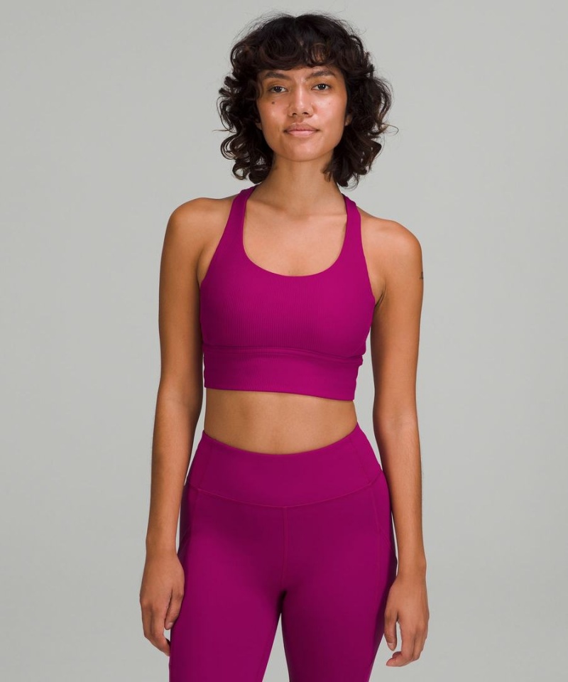 Sujetador Deportivo Lululemon Energy Acanalado Longline Bra Medium Support, B–D Cups Mujer Moradas Chile | 367GVAXEB