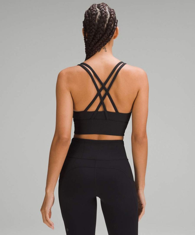Sujetador Deportivo Lululemon Energy Acanalado Longline Bra Medium Support, B–D Cups Mujer Negras Chile | 450AENDFQ