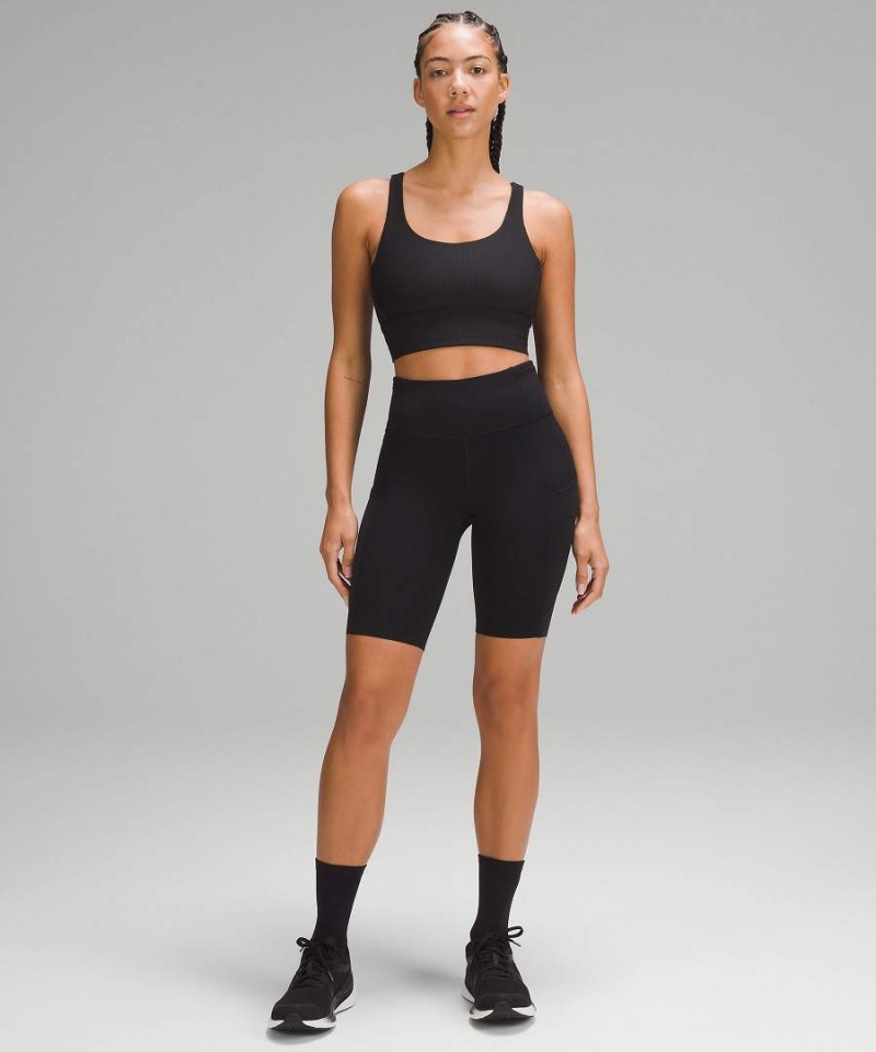Sujetador Deportivo Lululemon Energy Acanalado Longline Bra Medium Support, B–D Cups Mujer Negras Chile | 450AENDFQ