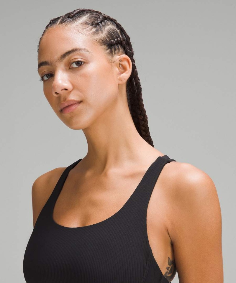 Sujetador Deportivo Lululemon Energy Acanalado Longline Bra Medium Support, B–D Cups Mujer Negras Chile | 450AENDFQ