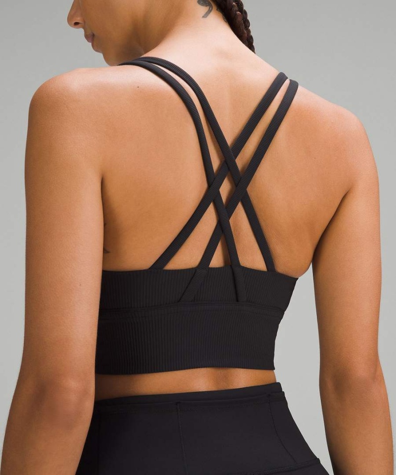 Sujetador Deportivo Lululemon Energy Acanalado Longline Bra Medium Support, B–D Cups Mujer Negras Chile | 450AENDFQ