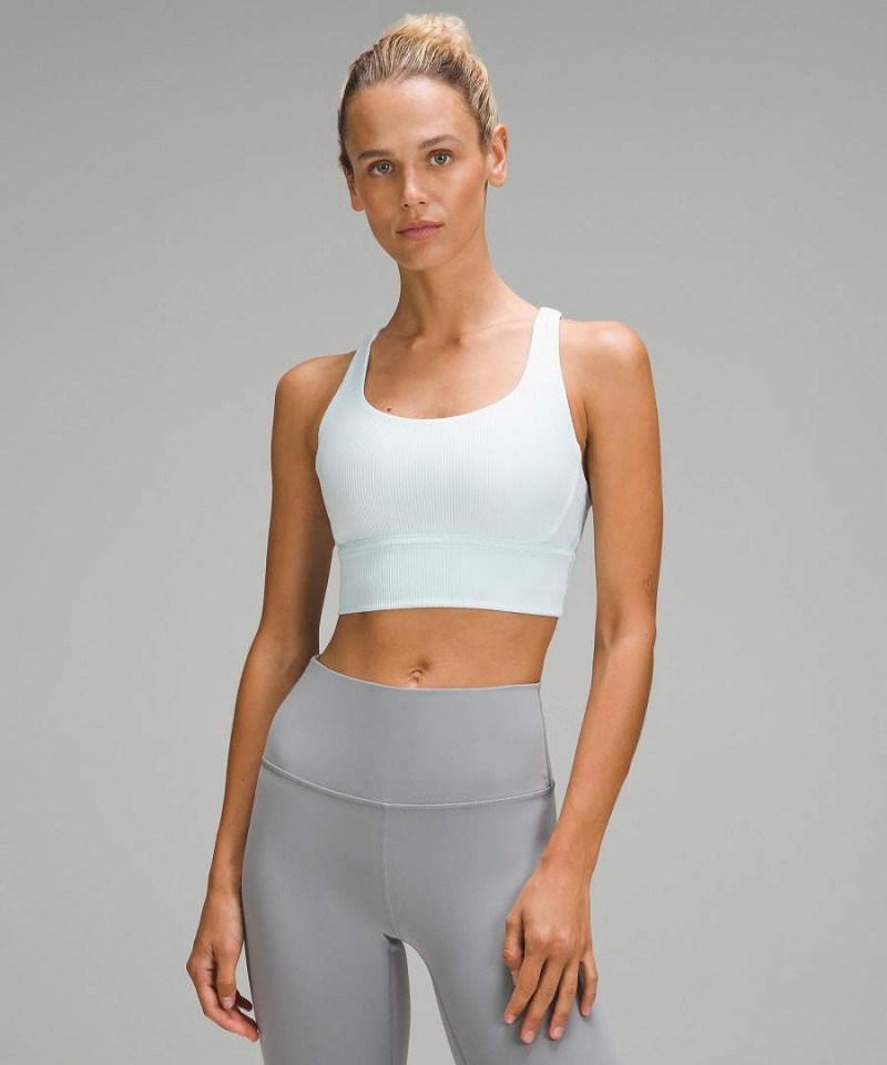 Sujetador Deportivo Lululemon Energy Acanalado Longline Bra Medium Support, B–D Cups Mujer Azules Chile | 086RKFOVW