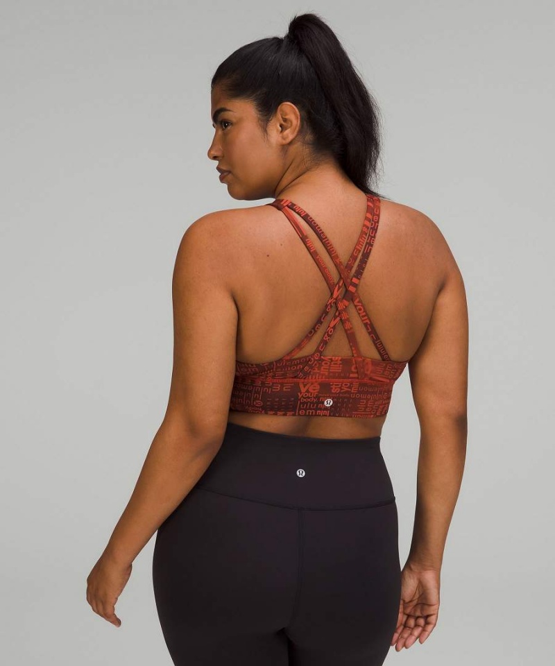Sujetador Deportivo Lululemon Energy High-Neck Longline Bra Medium Support, B–D Cups Mujer Rojas Multicolor Chile | 541XSIGCF