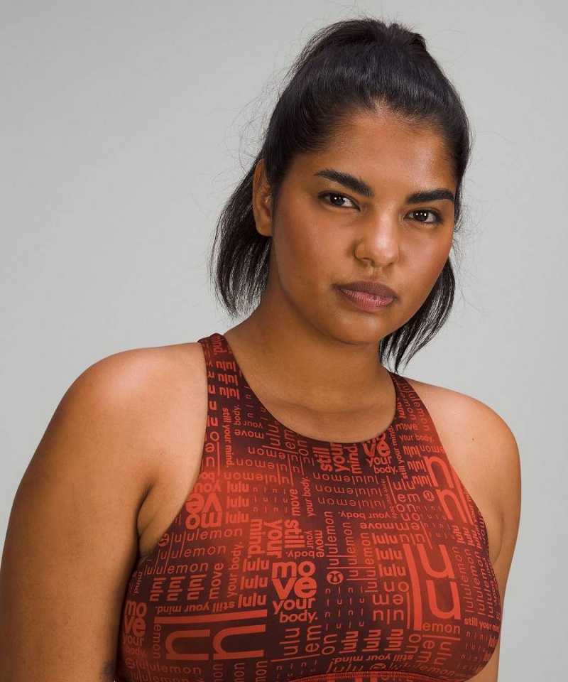 Sujetador Deportivo Lululemon Energy High-Neck Longline Bra Medium Support, B–D Cups Mujer Rojas Multicolor Chile | 541XSIGCF