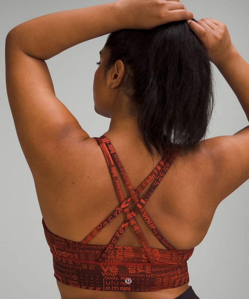 Sujetador Deportivo Lululemon Energy High-Neck Longline Bra Medium Support, B–D Cups Mujer Rojas Multicolor Chile | 541XSIGCF