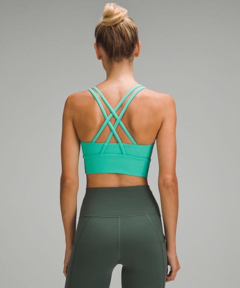 Sujetador Deportivo Lululemon Energy Longline Acanalado Bra Medium Support, B–D Cups Mujer Verde Chile | 218QJVFRN