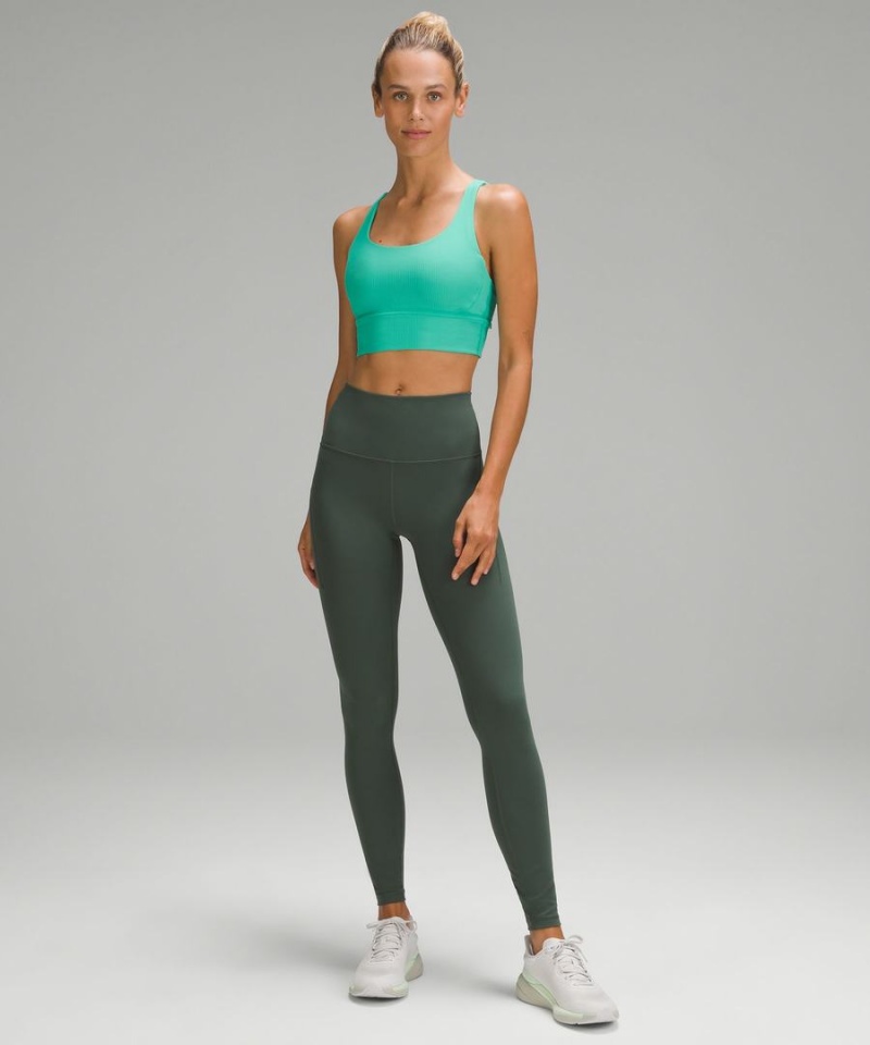 Sujetador Deportivo Lululemon Energy Longline Acanalado Bra Medium Support, B–D Cups Mujer Verde Chile | 218QJVFRN